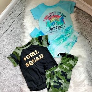 2 Sets Pajamas - Unicorn and Camo Girl Squad